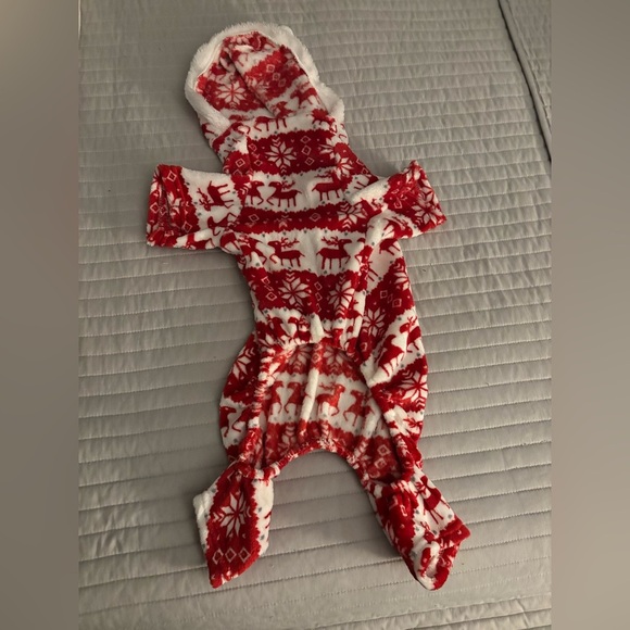 Red and White Reindeer Dog Pajamas - Picture 1 of 2